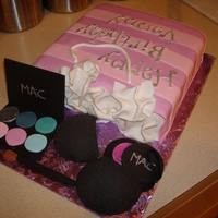 Make Up, Bra, & Shopping Bag Cake m.a.c. make-up cake with bra and shopping bag marble cake with buttercream and fondant all parts made from fondant