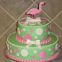 Pink Flamingo Cake Chocolate cake with crusting BC and fondant accents. I brushed all the fondant pieces with super pearl dust and stood the flamingo up using...