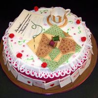 Romance In The Afternoon this cake was ordered by a Quilt shop. The owner teaches a class called "Romance in the Afternoon" and this particular class was...