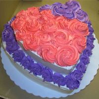 Misty's Valentine's Day Cake Two tiered iced and decorated in Sam's whipped icing. Easiest cake I've ever done. I'll have to do rosettes more often!