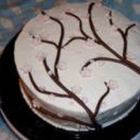 Cherry Blossom Cake For My Daughter's School Cake Auction Triple chocolate cake with BC, chocolate caramel truffle filling, gumpaste flowers and chocolate fondant branches... I wish I'd had...