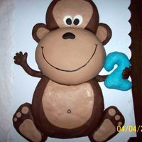 Carved Monkey Cake My first attempt at a true carved cake, it was done for my son's second birthday. Chocolate buttercream, white Satin Ice fondant,...