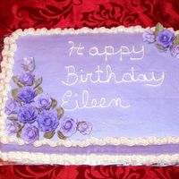 1/4 Sheet Birthday Cake I made for a friends birthday, iced in buttercream with fondant roses.