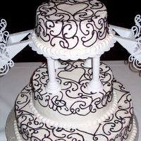 My First Wedding Cake This is my first official wedding cake. It is iced in buttercream. Besides the 3 tiers, there are also 2 satellite cakes with the bride and...