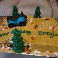 4 Wheeler fondant 4 wheeler, chocolate rocks, ice cream cone trees