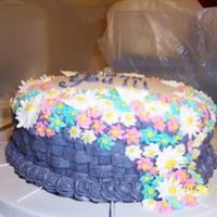 Test Cake test cake for final class. basketweave didn't meet up so it was hidden with flowers
