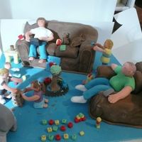 Chillin' With The Kids The settee was lemon sponge with organge butter cream iced in fondant. The armchair was chocolate cake with coffee butter cream also iced...
