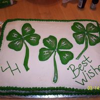 4-H Cake Made this for our local 4-h leader that is retiring. The 4 leaf clovers are fondat with vanilla flavoring and green coloring. the icing is...