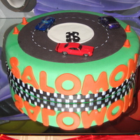 Hot Wheels Cake for my son's 5th b-day! all fondant but the cars!