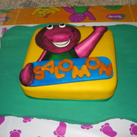 Barney this was hand painted and covered with fondant