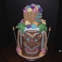 A Hawaiian Luau This cake was created for a Teacher Appreciation Day with a luau theme! While I usually use fondant, both the mask and palm trees are made...