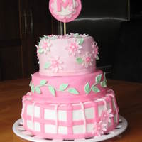 Pink Birthday Cake Vanilla cake with Chocolate Italian Buttercream and Bavarian Cream fillings. Fondant covering and decorations. For a 'Pink" 3rd...