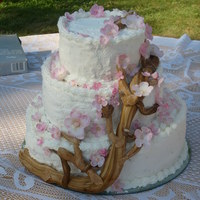 Cherry Blossom Wedding Cake. This is my second wedding cake. Ugh! I took cakes all the way from home in Montana to Portland, OR!! I was glad when this one was done too...