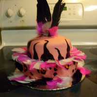 Animal Print And Feathers This is a chocolate cake covered with fondant and free-hand animal print. Obviously the feathers are store bought. :) I think the leopard...