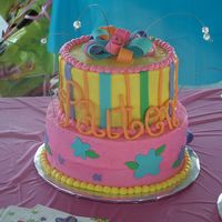 Paiten's First Birthday First birthday cake for a friend's baby girl. I was so nervous leaving this cake outside... in June... in 98 degree temp!! Besides the...