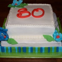 Trinity's 30Th Birthday 10, 8 chocolate with BC icing. Fondant flowers and deco.