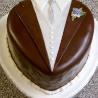 Tuxedo Groom's Cake This was the groom's cake I made for my step-son's wedding. It was made from 2 heart shaped layers (10"x2") split into...