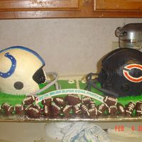 Super Bowl Cake A lot of work! The "C" is backward on teh bears cake - to my chagrin!