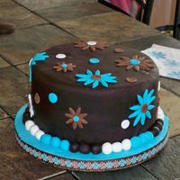 Turquoise And Chocolate chocolate fondant with fondant accents