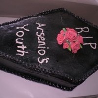 Casket Cake BC icing with fondant roses.