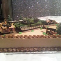 Groom's Cake chocolate with buttercream. Toy decorations, groom was in special forces
