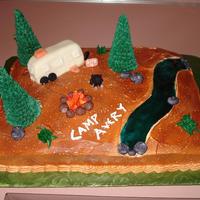 Camp Avery I did this camping cake for my son's 4th birthday. All of the decor is fondant. The trees are ice cream cones covered in bc. Colored...