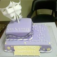 Movie Themed Bridal Shower Cake My husband was given a them and colors and this is what he came up with.