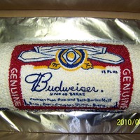 Bud Can Cake birthday cake of a Budweiser can hand drawn and piped in buttercream