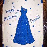 Blue Dress this was a cake for my niece's b-day. It is an exact replica of the dress she wore to the party. Hand drawn and decorated in...
