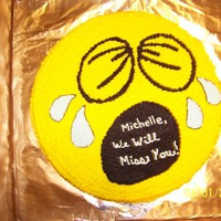 Sad Face cake I made for an employee that was leaving the company taht I work full time for. This hand darwn and piped completely in buttercream