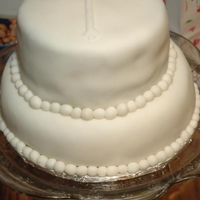 Abi_Baptism.jpg This is my daughter's baptism cake. The bottom tier is devil's food, the top is white. Covered in MMF. This is my first MMF cake...