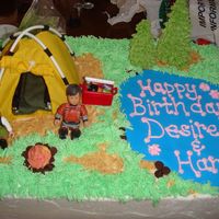 Camping Cake This was a cake done for a friend's daughter & son's birthday. They were going camping for their party, and to keep costs...