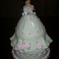 Bride To Be Bridal cake with doll and elegant long gown.