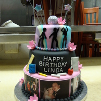Disco Teacher Family Cake This cake was designed by the birthday girl's husband. Represents the loves of her life, disco, her job as a teacher and her family....