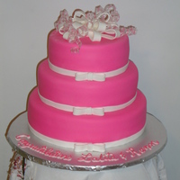 Pink Baby Shower Cake 3 tiered baby shower cake in pink fondant