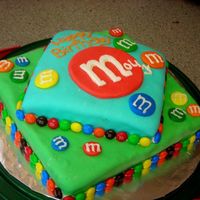 M&m Birthday Cake the rows of M&M's are the actual candy, and the rest is marshmallow fondant.