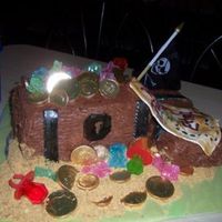 Treasure Chest Cake W/ Map Thank you sooo much to the many treasure cakes on CC for the inspiration. This is a devils food 3 layer cake with peanut butter filling and...