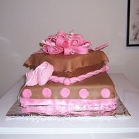 Chocolate Baby Shower Cake This is my first attempt at a tiered cake as well as a bow. Each tier is 2 layers of Strawberry and Chocolate cake filled with chocolate...