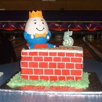 Humpty Dumpty Humpty Dumpty sat on a wall.... well, you know the rest! Hollow white chocolate Humpty Dumpty clothed in royal icing, buttercream 4-layer...