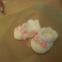 Booties for my friends cake who has just had a baby girl on christmas eve