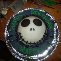 Nightmare Before Christmas this was done for my nephews girlfriends bday. she loves nightmare before christmas. the cake is all chocolate fudge the head is covered in...