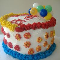 Just Playing Around this a 6" round white chocolate cake with left over bc icing, cake has a strawberry filling.