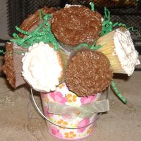 Cupcake Bouquet this was my first time making this cupcake bouquet. it was kinda differcult b/c my cupcake kept falling off. but i finally fot it to work...