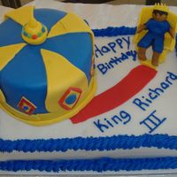 Candles_041.jpg the crown was made out of 2 layer 6 x 2 cake with fondant pieces and the sheet cake is 9 x 13 with fondant