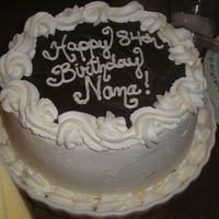 Chocolate/vanilla/oreo/ganache I made this cake for my husband's grandmother's birthday. I had watched the latest Food Network Challenge with the Sweet 16 cakes...