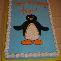 Pingu 1/2 sheet, Pingu, french vanilla with buttercream icing.
