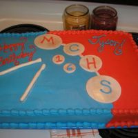 Tenor Drums My nephew plays the drums in his highschool band, school colors (obviously) red, white and blue. Details are in fondant, painted with pearl...
