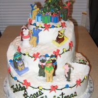 Teddy Bears Christmas This was my entry to the Iowa State Fair last year. Got a blue ribbon.Almost all figures and decorations are gumpaste. Cut up gummy worms...