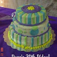 30Th Birthday Cake I made this for a 30th Birthday. The bottom tier is chocolate chip with chocolate ganache between the layers. The middle tier is vanilla...