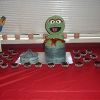 Oscar The Grouch I did this one in October for my youngest sons 1st birthday. Sesame street themed. The head is styrofoam, since we didn't need that...